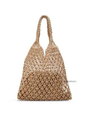 Crochet Tote Bag Mesh Beach Bag Knit Shoulder Bag for Women